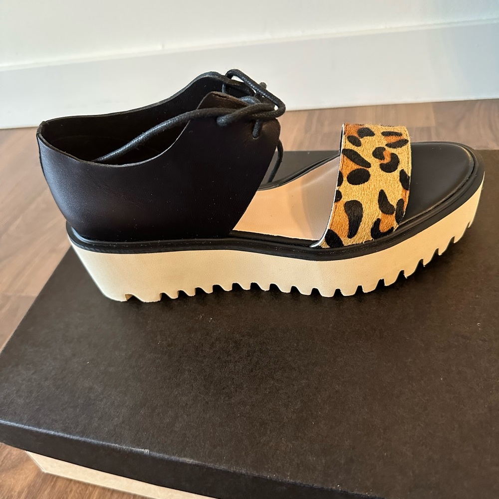 All Black Footwear - Wedge leopard cutout shoes NEW with box